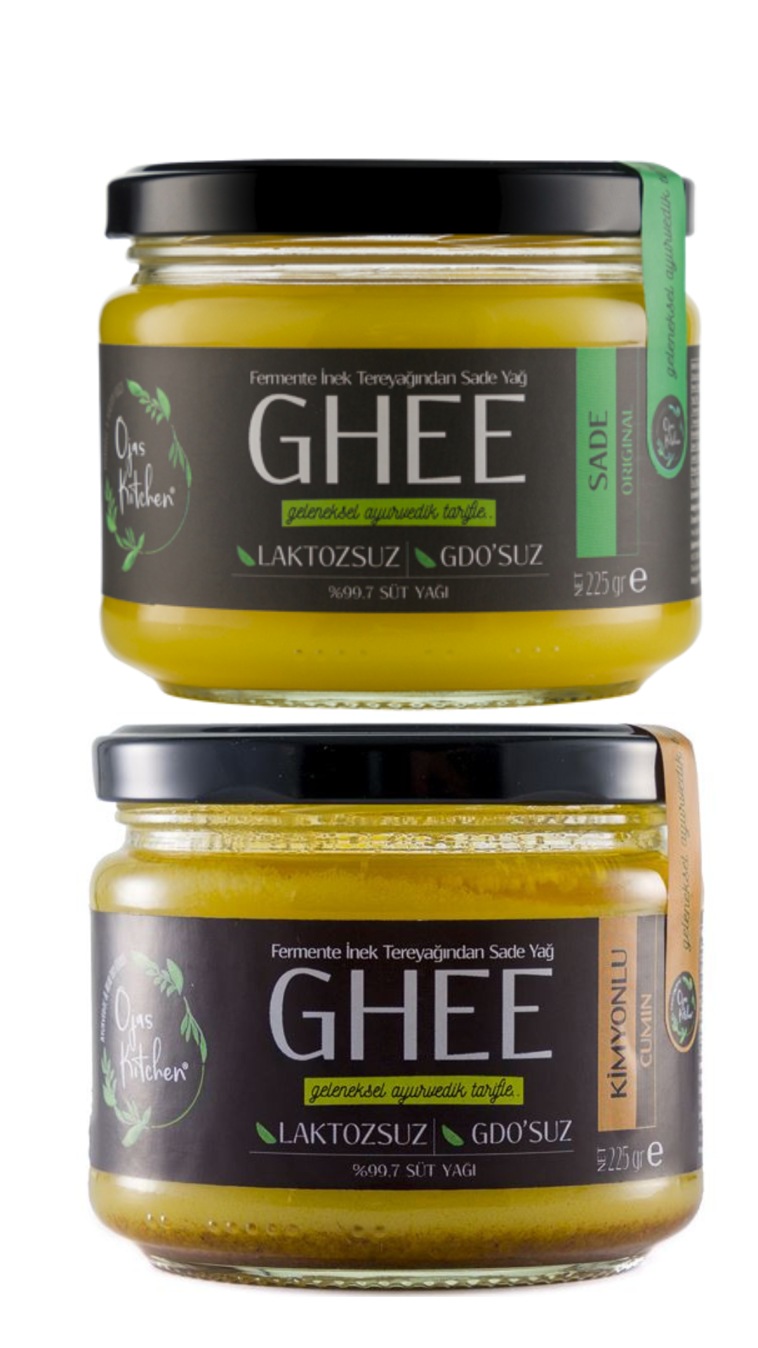 2 li Sade Ghee & Kimyonlu Ghee Sade Yağ 225 gr Laktozsuz Kazeinsiz Gdo Suz Saf Yağ