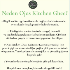 3 lü Ojas Kitchen Sade Ghee & Sarımsaklı Ghee & Zerdeçallı Ghee – Laktozsuz GDO’suz Sade Yağ – 3 x 225 gr- Avantaj Paketi