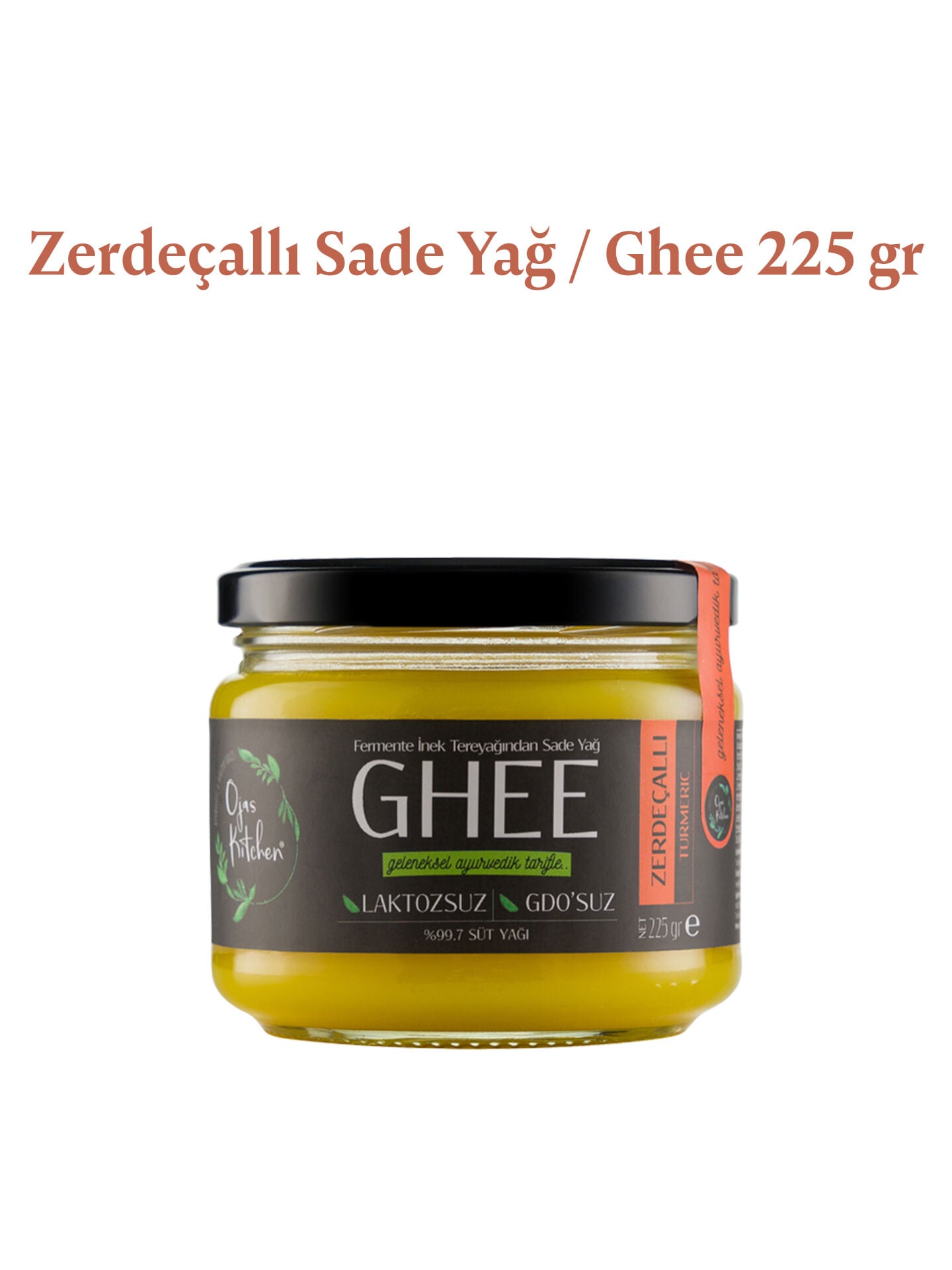 Ojas Kitchen Zerdeçallı Sade Yağ / Ghee 225 gr – Laktozsuz, Kazeinsiz, Gdo’ Suz – Saf Yağ / Sadeyağ