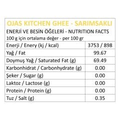 Ojas Kitchen Sarımsaklı Sade Yağ / Ghee 225 gr – Laktozsuz, Kazeinsiz, Gdo’ Suz – Saf Yağ / Sadeyağ
